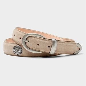 Simons Beige Suede Belt with Silver Buckle